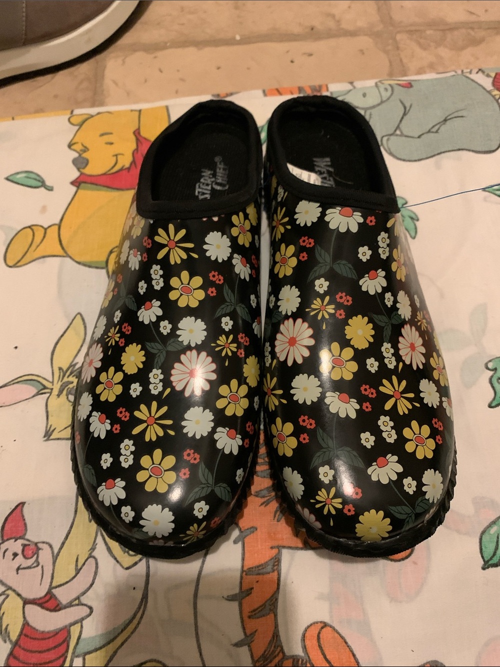 Western Chief Black Floral Rain Clogs for Kids